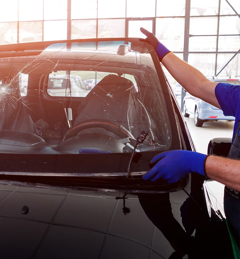 car windshield being replaced by Discount Glass experts