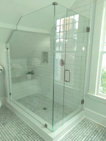 angled glass shower