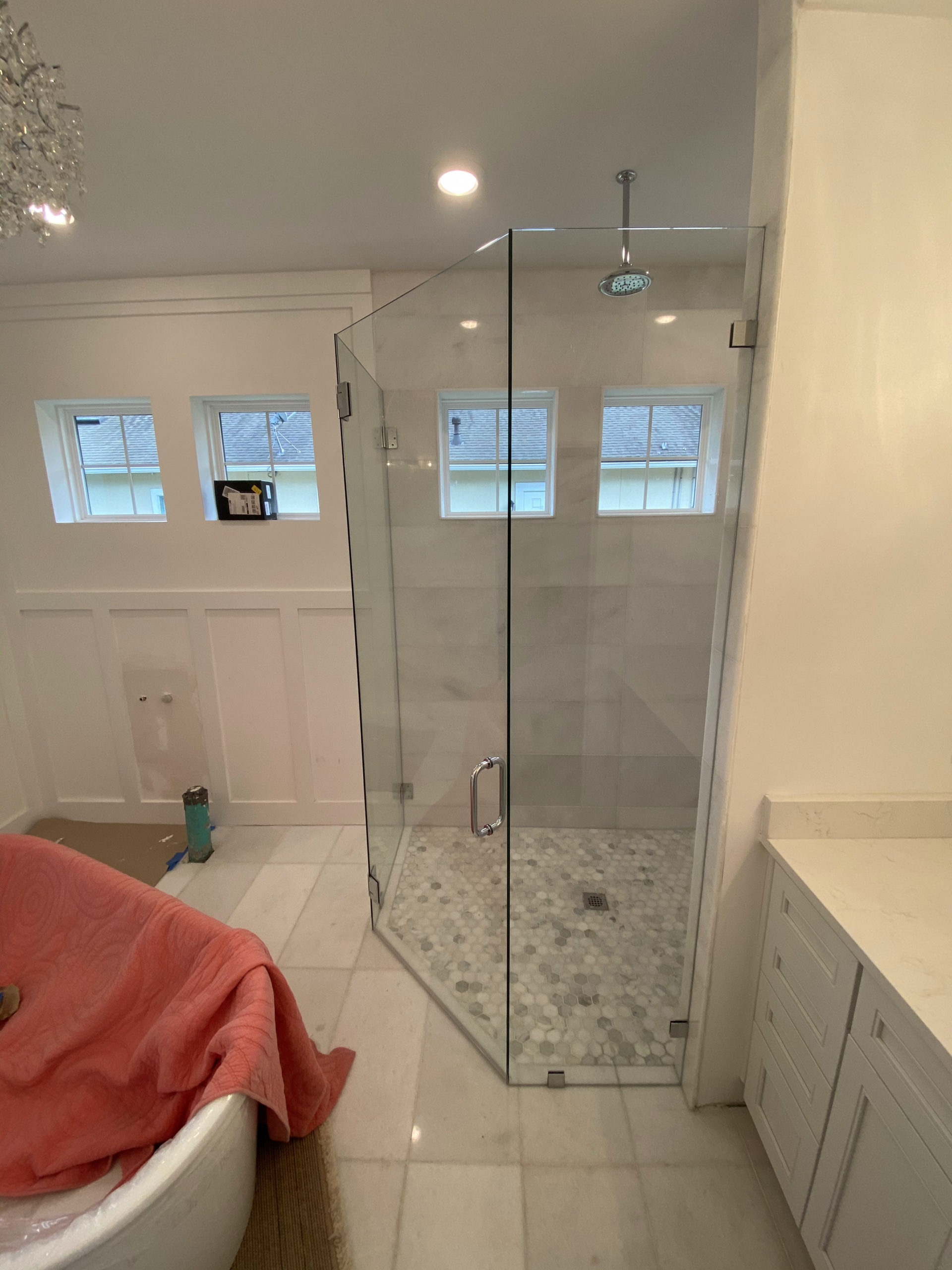 large 3 sided shower