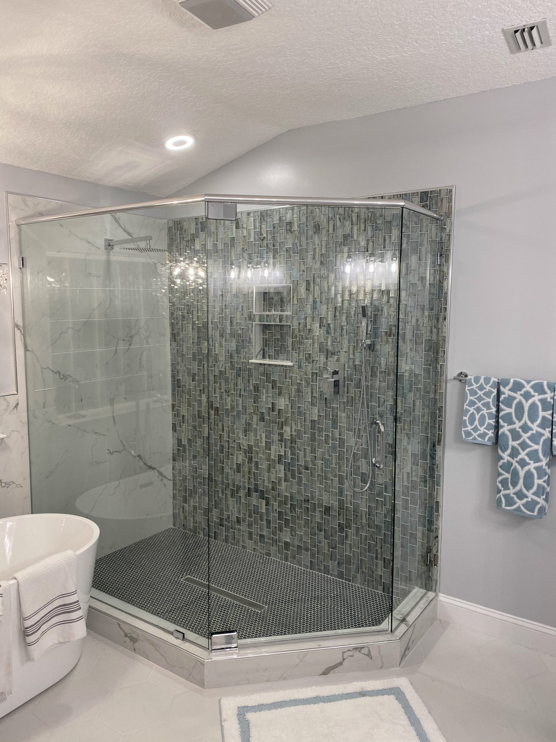 large 3 sided shower