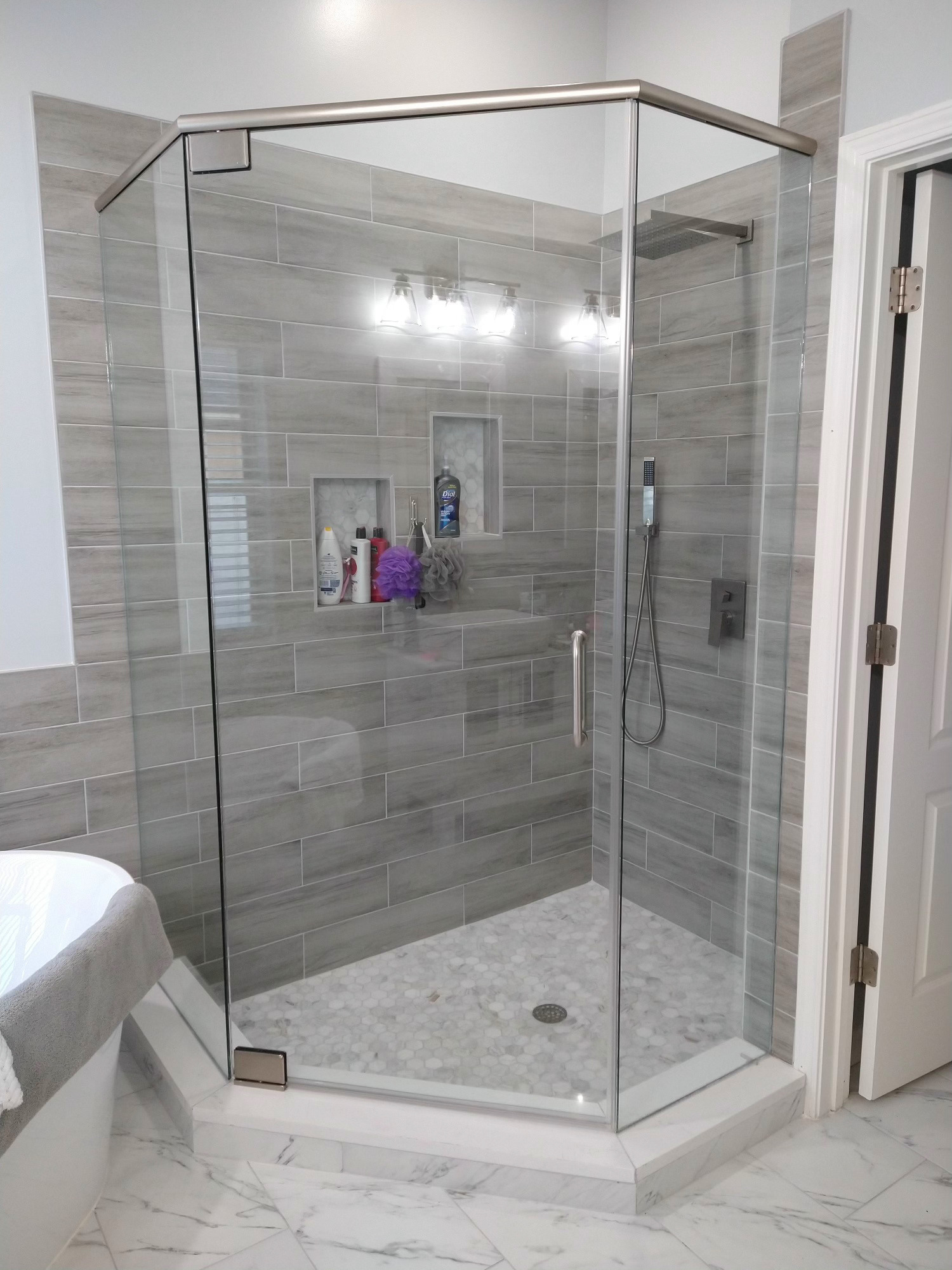 three sided shower