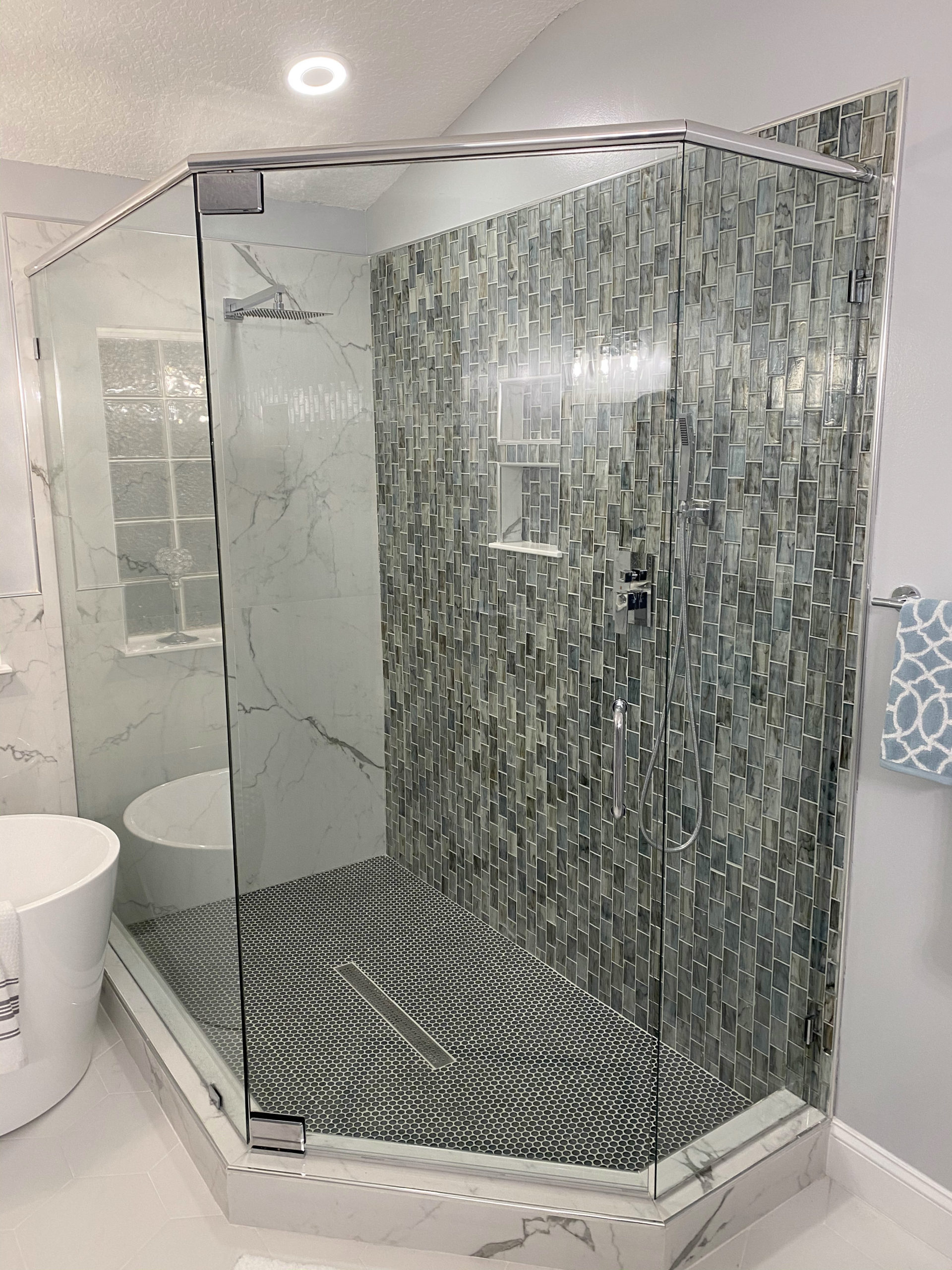 large 3 sided shower